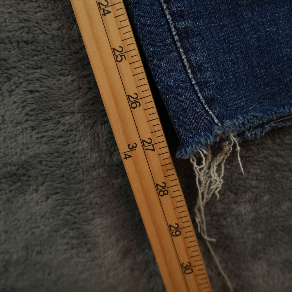 7 For All Mankind Ankle Skinny Jeans Womens 30 Blue Side Stripe Raw Hem - Picture 10 of 13